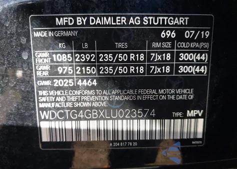 2020 Mercedes-Benz Gla 250 4Matic z USA, uszkodzony, nr VIN WDCTG4GBXLU023574